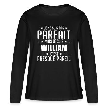 William : authentique, imparfait, top, perfection - T-shirt manches longues Premium bio Femme - noir - Devant - Julia (174cm)