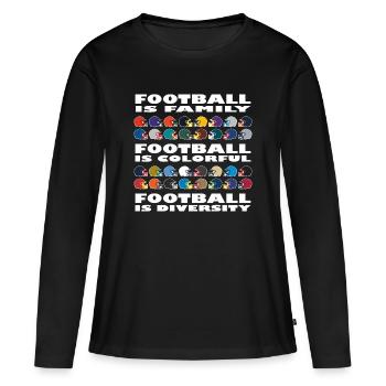 Diversité dans le football - T-shirt manches longues Premium bio Femme - noir - Devant - Julia (174cm)