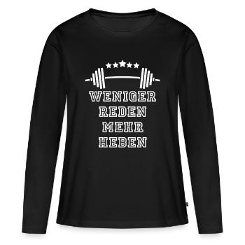 GYMNASE : Concentration et puissance - T-shirt manches longues Premium bio Femme - noir - Devant - Julia (174cm)