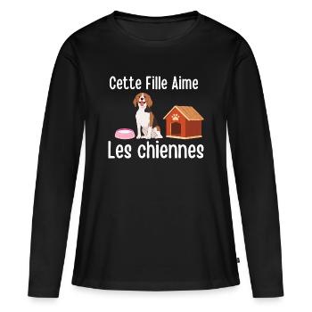This Girl Loves Dogs - Women's Premium Organic Long Sleeve Shirt - black - Front - Julia (174cm)