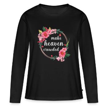 Make Heaven Bonded Faith Fleurs Design - T-shirt manches longues Premium bio Femme - noir - Devant - Julia (174cm)