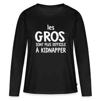Les Gros Plus Difficile Humour - T-shirt manches longues Premium bio Femme - noir - Devant - Julia (174cm)