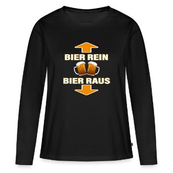 BIER REIN - BIER RAUS - Frauen Premium Bio Langarmshirt - Schwarz - Vorne - Julia (174cm)