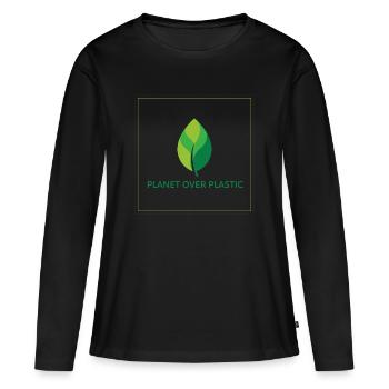 La planète plutôt que le plastique - T-shirt manches longues Premium bio Femme - noir - Devant - Julia (174cm)