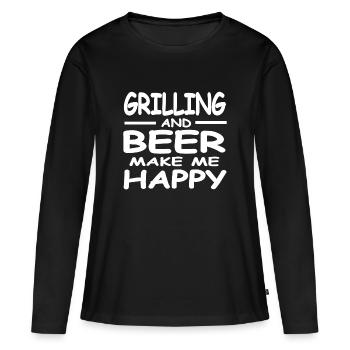 Griller - T-shirt manches longues Premium bio Femme - noir - Devant - Julia (174cm)