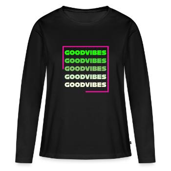 Ondes positives - T-shirt manches longues Premium bio Femme - noir - Devant - Julia (174cm)