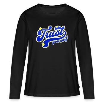 Confiance en soi Script Étoilé - T-shirt manches longues Premium bio Femme - noir - Devant - Julia (174cm)