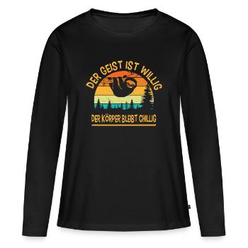 Faultier Lustige Sprüche Fun Outfits  - Frauen Premium Bio Langarmshirt - Schwarz - Vorne - Julia (174cm)