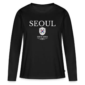 Séoul, Corée du Sud, j’adore Séoul - T-shirt manches longues Premium bio Femme - noir - Devant - Julia (174cm)