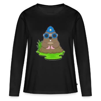 Taupe Miner Casque Minier Exploitation minière - T-shirt manches longues Premium bio Femme - noir - Devant - Julia (174cm)