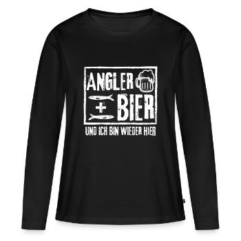 PÊCHEUR ET BIÈRE ET JE SUIS DE RETOUR ICI - T-shirt manches longues Premium bio Femme - noir - Devant - Julia (174cm)