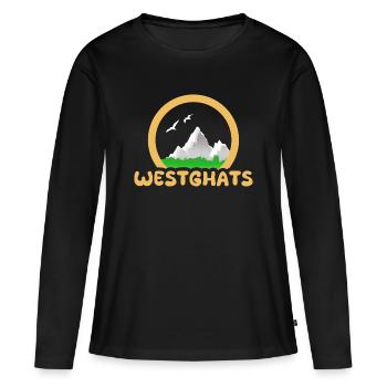 Trekking dans les Ghats occidentaux - T-shirt manches longues Premium bio Femme - noir - Devant - Julia (174cm)