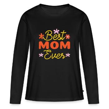 Meilleur cadeau pour maman : Noël pour la fête des mères - T-shirt manches longues Premium bio Femme - noir - Devant - Julia (174cm)