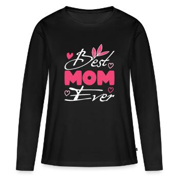 Meilleur cadeau pour maman : Noël pour la fête des mères - T-shirt manches longues Premium bio Femme - noir - Devant - Julia (174cm)