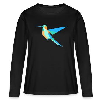 Geometrischer Kolibri Prisma-Stil - Frauen Premium Bio Langarmshirt - Schwarz - Vorne - Julia (174cm)