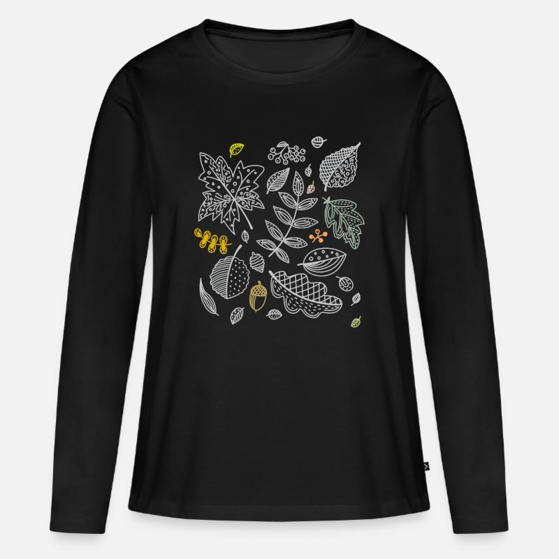 Herbst Blätter - Frauen Premium Bio Langarmshirt - Schwarz