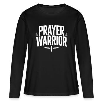 guerrier de la prière - T-shirt manches longues Premium bio Femme - noir - Devant - Julia (174cm)