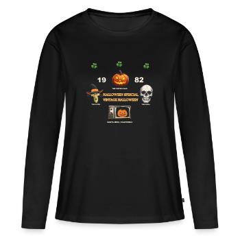 T-shirt vintage Halloween Mashup - T-shirt manches longues Premium bio Femme - noir - Devant - Julia (174cm)
