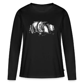 Géométrie spirale monochrome - T-shirt manches longues Premium bio Femme - noir - Devant - Julia (174cm)