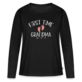 Future mamie pour la première fois - T-shirt manches longues Premium bio Femme - noir - Devant - Julia (174cm)