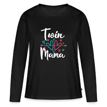 Twin Mom Pregnancy Mom of Twins - Women's Premium Organic Long Sleeve Shirt - black - Front - Julia (174cm)