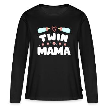 Twin Mom Pregnancy Mom of Twins - Women's Premium Organic Long Sleeve Shirt - black - Front - Julia (174cm)