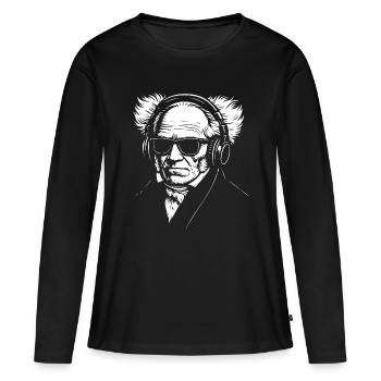 Portrait vintage de philosophe allemand Schopenhauer - T-shirt manches longues Premium bio Femme - noir - Devant - Julia (174cm)