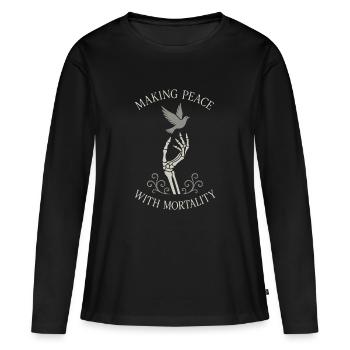 Cadavre Science Humour noir Mort Positif - T-shirt manches longues Premium bio Femme - noir - Devant - Julia (174cm)