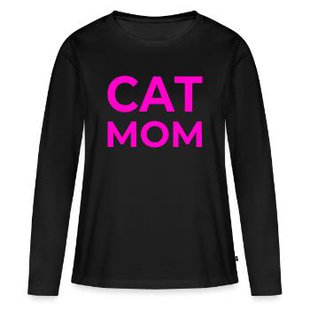 félin - T-shirt manches longues Premium bio Femme - noir - Devant - Julia (174cm)