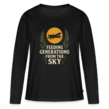 Cadeau de pilote d’agriculture de l’aviation rurale - T-shirt manches longues Premium bio Femme - noir - Devant - Julia (174cm)