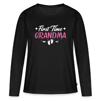 Grossesse Futur Cadeau de Mamie - T-shirt manches longues Premium bio Femme - noir - Devant - Julia (174cm)