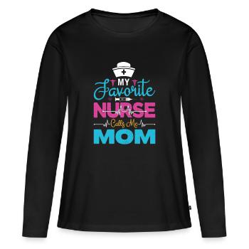 Maman Fière Infirmière Maman Cadeaux - T-shirt manches longues Premium bio Femme - noir - Devant - Julia (174cm)