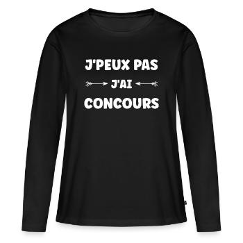 J'peux pas j'ai concours - T-shirt manches longues Premium bio Femme - noir - Devant - Julia (174cm)