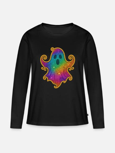 Regenbogen Geist Glitter - Frauen Premium Bio Langarmshirt - Schwarz