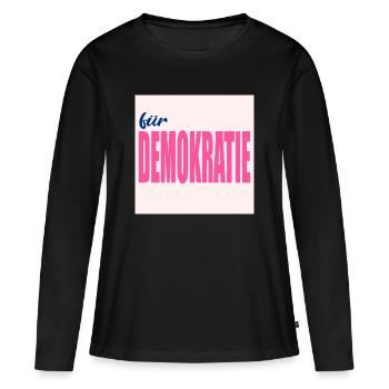 VALEURS POUR LA DÉMOCRATIE - T-shirt manches longues Premium bio Femme - noir - Devant - Julia (174cm)