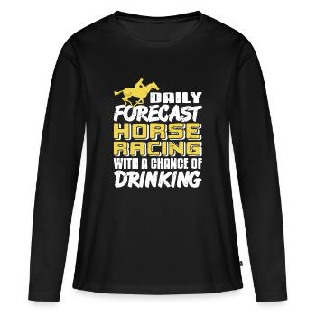 Prévisions de courses de chevaux avec humour de consommation d’alcool le jour de la course - T-shirt manches longues Premium bio Femme - noir - Devant - Julia (174cm)