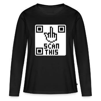 QRcode middle finger - Women's Premium Organic Long Sleeve Shirt - black - Front - Julia (174cm)