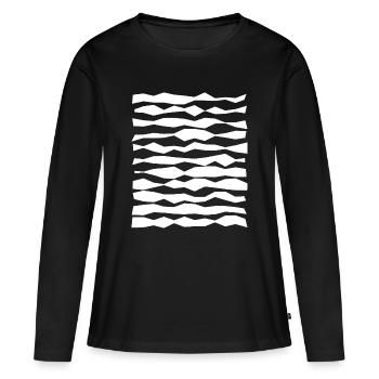 Rayures monochromes en zigzag - T-shirt manches longues Premium bio Femme - noir - Devant - Julia (174cm)