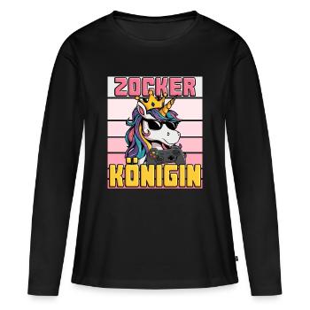 gambler queen - unicorn - Women's Premium Organic Long Sleeve Shirt - black - Front - Julia (174cm)