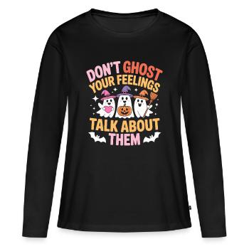 Ne fantômez pas vos sentiments - T-shirt manches longues Premium bio Femme - noir - Devant - Julia (174cm)
