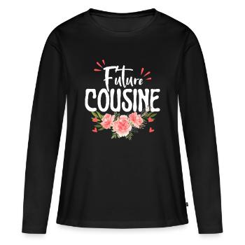 Future granny, flowery pregnancy announcement - Women's Premium Organic Long Sleeve Shirt - black - Front - Julia (174cm)