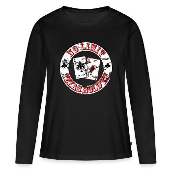 Cartes de poker No Limit – Texas Hold’em Design - T-shirt manches longues Premium bio Femme - noir - Devant - Julia (174cm)