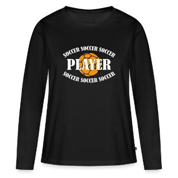 SOCCER PLAYER - Frauen Premium Bio Langarmshirt - Schwarz - Vorne - Julia (174cm)