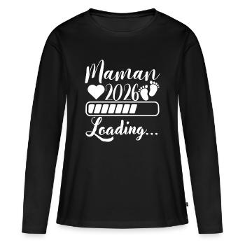 Mama 2026 Loading, werdende Mutter Schwangerschaft Geschenk - Frauen Premium Bio Langarmshirt - Schwarz - Vorne - Julia (174cm)