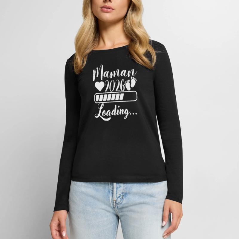 Mama 2026 Loading, werdende Mutter Schwangerschaft Geschenk Frauen Premium Bio Langarmshirt