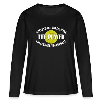VOLLEYBALL - THE PLAYER - Frauen Premium Bio Langarmshirt - Schwarz - Vorne - Julia (174cm)