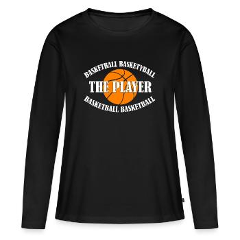 BASKETBALL - THE PLAYER - Frauen Premium Bio Langarmshirt - Schwarz - Vorne - Julia (174cm)