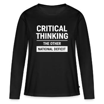 Critical Thinking The Other National Deficit - T-shirt manches longues Premium bio Femme - noir - Devant - Julia (174cm)