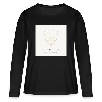 La sympathie naît – avant même de parler - T-shirt manches longues Premium bio Femme - noir - Devant - Julia (174cm)