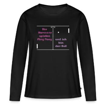 Les hormones jouent au ping-pong et je suis la balle - T-shirt manches longues Premium bio Femme - noir - Devant - Julia (174cm)